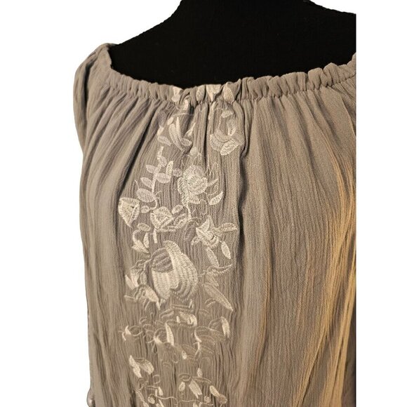 TOBI Gray 100% Rayon Embroidered, Loose Fit & Flowy Mini Dress Size Small Petite - Picture 2 of 6